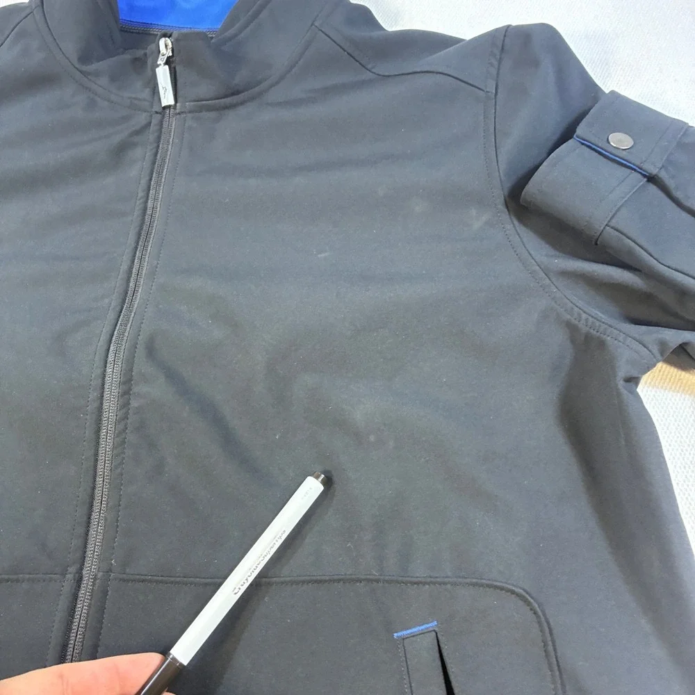 Tommy‎ Bahama Jacket Mens XL Black Blue Fleece Lined Softshell Full Zip